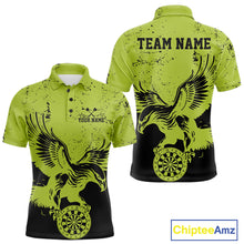 Load image into Gallery viewer, Custom Grunge Green Eagle Dart Team Men Polo Shirts, Vintage Dart Uniform Players Outfit IPHW9967