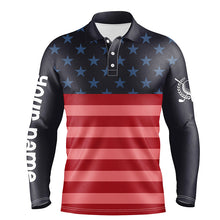 Load image into Gallery viewer, Mens golf polo shirts custom name American flag patriotic golf shirts, team golf tops for mens NQS5666