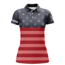 Load image into Gallery viewer, Womens golf polo shirts custom name American flag patriotic golf shirts, team golf tops for ladies NQS5666