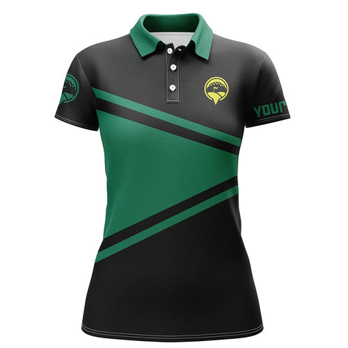 Black and green Womens golf polo shirts custom name team golf tops for ladies, gifts for golf lovers NQS5668