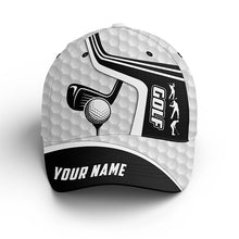 Load image into Gallery viewer, Black and white golf clubs golf ball skin Golfer hat custom name sun hats for mens, womens NQS6099