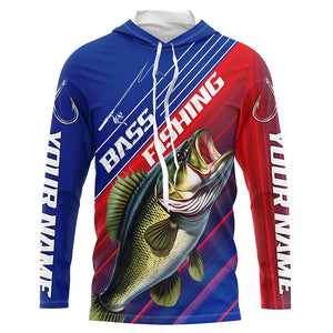 Custom Bass Fishing Long Sleeve Tournament Shirts, Red White And Blue Colors Bass Fishing Jerseys IPHW6312