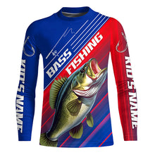 Load image into Gallery viewer, Custom Bass Fishing Long Sleeve Tournament Shirts, Red White And Blue Colors Bass Fishing Jerseys IPHW6312