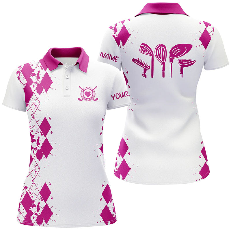 Women golf polos shirts custom argyle pattern golf clubs womens golf tops | Multicolor NQS5908