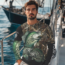 Load image into Gallery viewer, Crappie fishing green scales camo personalized custom name sun protection long sleeve fishing shirts NQS3728