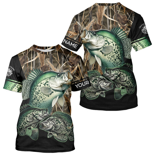 Crappie fishing green scales camo personalized custom name sun protection long sleeve fishing shirts NQS3728