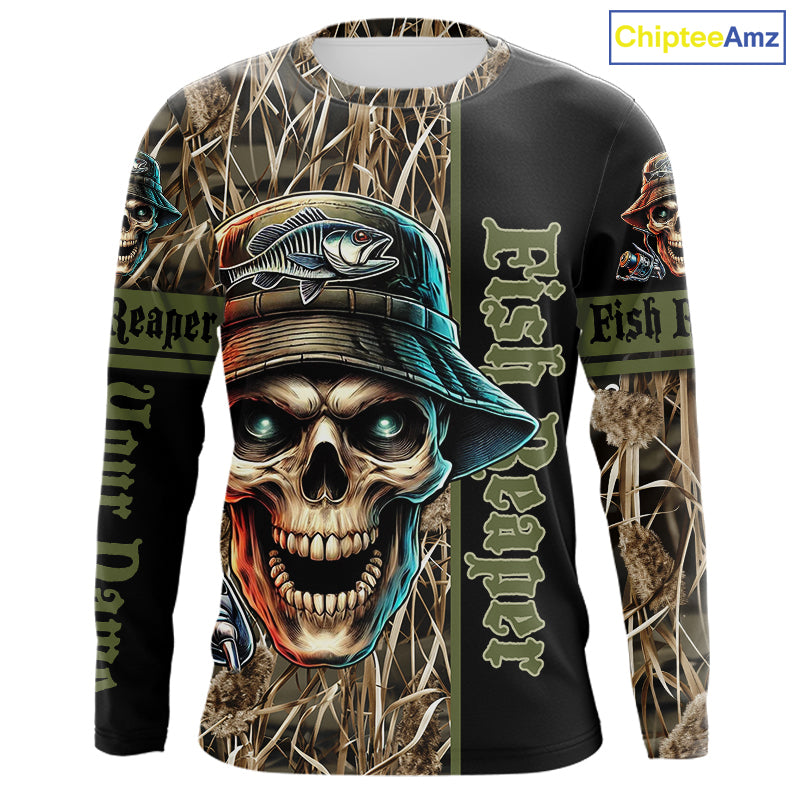 Fish Reaper Camo Customize Name 3D All Over Printed Fishing Shirts, Personalized Gifts NQS212