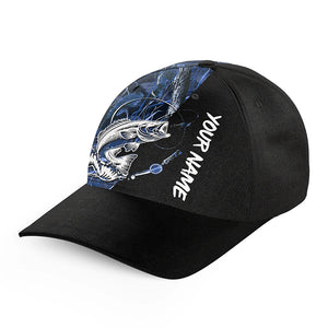 Bass Fishing Tattoo blue camo Custom fishing hat Unisex Fishing Baseball Angler camo hat cap NQS1623