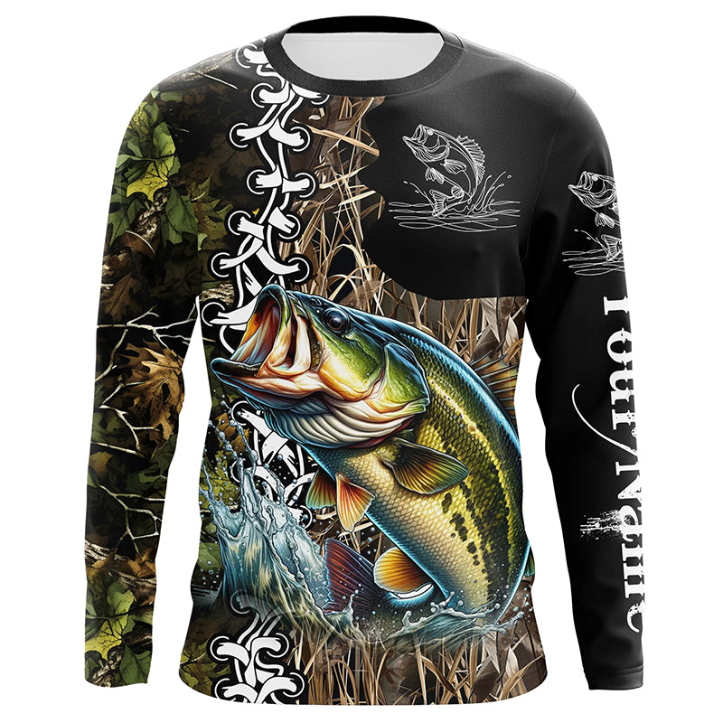 Largemouth bass Fishing Camo Customize Name 3D All Over print shirts personalized fishing apparel NQS441