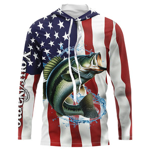 Largemouth bass shirt American flag Customize Name UV protection long sleeves fishing shirts NQS1810