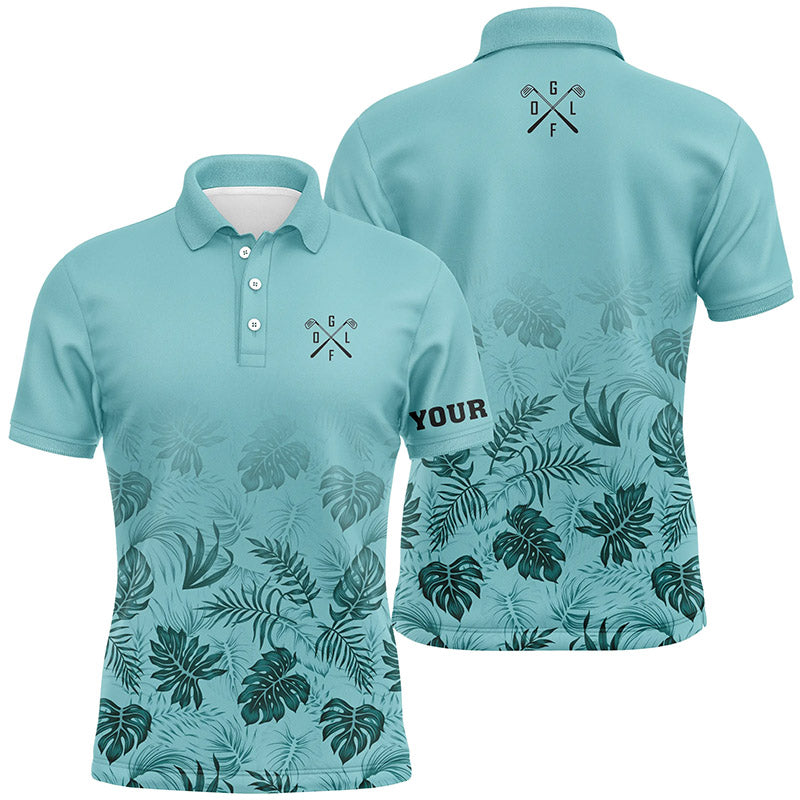 Green tropical Mens golf polo shirts custom funny mens golf shirts NQS5708