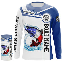 Load image into Gallery viewer, Chinook Salmon Fishing American Flag Custom name and boat name performance Patriotic Fishing Shirts NQS2365