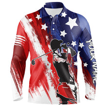 Load image into Gallery viewer, Red, white, and blue American flag men golf polo shirts custom patriotic golf shirt NQS5493