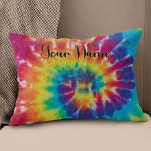 Load image into Gallery viewer, Personalized colorful tie dye background custom name Canvas, Linen Throw Pillow NQS7021