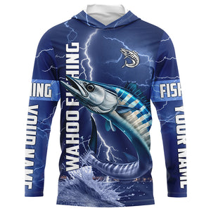 Wahoo Fishing blue lightning jerseys custom performance Long Sleeve tournament fishing shirts NQS6414