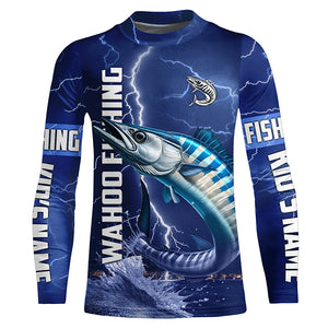 Wahoo Fishing blue lightning jerseys custom performance Long Sleeve tournament fishing shirts NQS6414