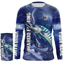 Load image into Gallery viewer, Wahoo Fishing blue lightning jerseys custom performance Long Sleeve tournament fishing shirts NQS6414