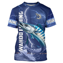 Load image into Gallery viewer, Wahoo Fishing blue lightning jerseys custom performance Long Sleeve tournament fishing shirts NQS6414