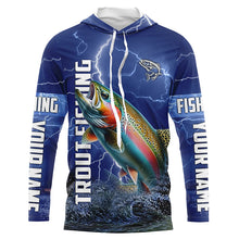 Load image into Gallery viewer, Rainbow trout Fishing blue lightning jerseys custom performance Long Sleeve tournament fishing shirts NQS6415