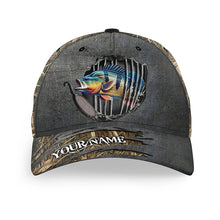 Load image into Gallery viewer, Peacock Bass fishing camo Custom fishing hat Fishing Baseball Angler Bass hat cap NQS4578