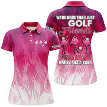 Load image into Gallery viewer, Womens golf polo shirts custom pink camo flamingo golf friends we&#39;re golf friends we&#39;re small gang NQS5523