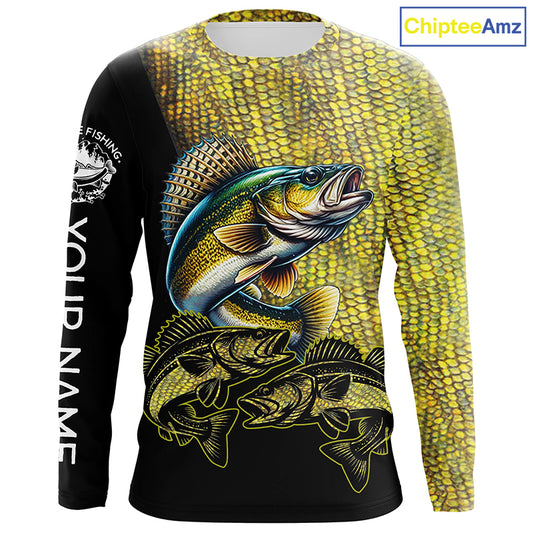 Walleye fishing customize name all over print shirts personalized fishing gift NQS228