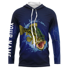 Load image into Gallery viewer, Walleye Fishing Blue lightning UV protection Customized Name long sleeve fishing shirt for men, women NQS300