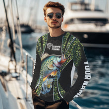 Load image into Gallery viewer, Crappie freshwater fishing black green scales Custom Name sun protection fishing jersey NQS3507