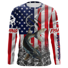Load image into Gallery viewer, American Flag Catfish Fish hook Custom long sleeve performance Fishing Shirts, Catfish Fishing jerseys NQS5535