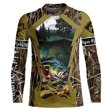 Load image into Gallery viewer, Largemouth Bass Fishing Camo Customize Name UV protection Long sleeve Fishing Shirts Personalized Gift NQS502