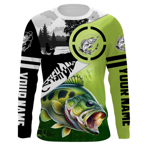 Largemouth Bass Fishing Fish On performance fishing shirt UV protection custom name NQS613