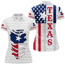 Load image into Gallery viewer, Texas American flag Womens golf polo shirt custom white golf ball skin patriot golf apparel for ladies NQS7523