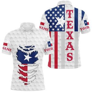 Texas American flag Mens golf polo shirts custom white golf ball skin patriot golf apparel for men NQS7523