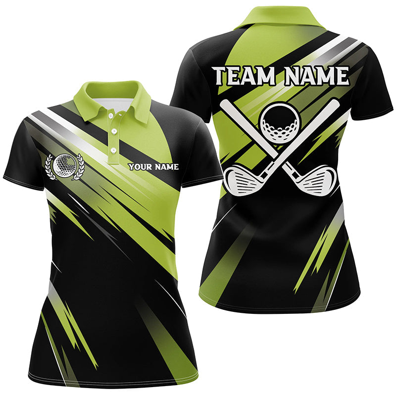 Green and Black Womens golf polo shirts custom golf ball clubs golf attire for women, golfing gifts NQS7531