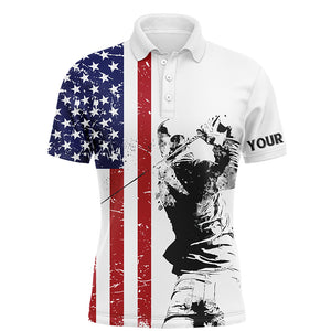 Personalized white golf polos shirts for men American flag 4th July custom patriot best men golf wears NQS5557