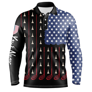 Mens golf polo shirts custom golf tees clubs American flag patriot black mens golf wears NQS5814