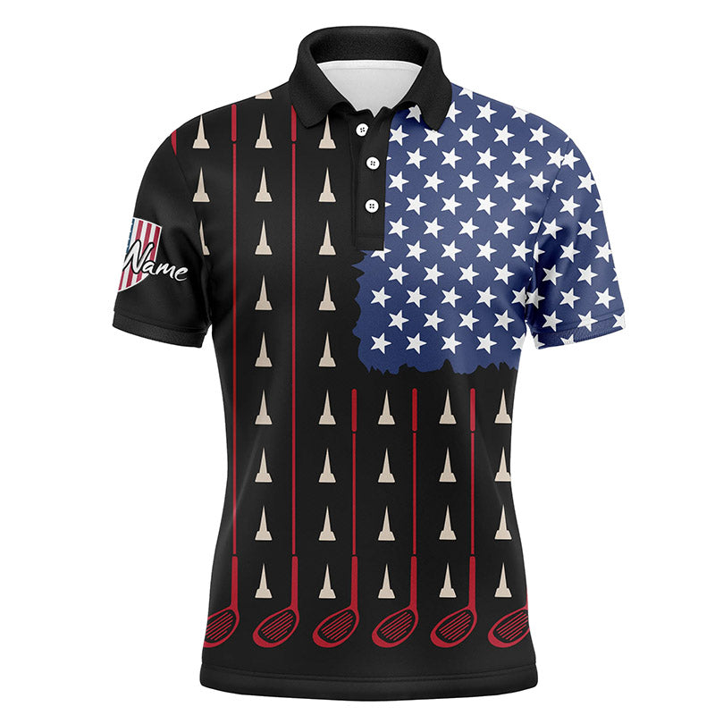 Mens golf polo shirts custom golf tees clubs American flag patriot black mens golf wears NQS5814