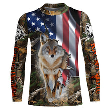 Load image into Gallery viewer, American Flag Coyote hunting predator camouflage Customize Name hunting clothes NQS1042