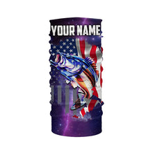 Load image into Gallery viewer, Bass Fishing 3D American Flag patriotic purple galaxy Custom Fishing jerseys NQS2414