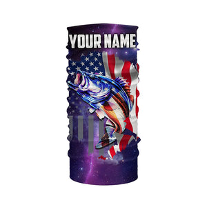 Bass Fishing 3D American Flag patriotic purple galaxy Custom Fishing jerseys NQS2414