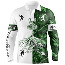 Load image into Gallery viewer, Mens disc golf polo shirts green camo custom name disc golf team shirt, disc golf gifts NQS6896