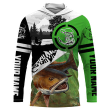 Load image into Gallery viewer, Redfish Puppy Drum Fishing Fish On customize name performance fishing shirt UV protection long sleeves NQS614