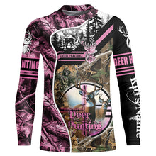 Load image into Gallery viewer, Deer Hunting Pink Camo Custom Name 3D All over print shirts, personalized hunting apparel NQS2896