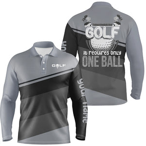 Mens golf polo shirts custom Golf it requires only one ball mens golf shirts, golfing gifts | Gray NQS5842