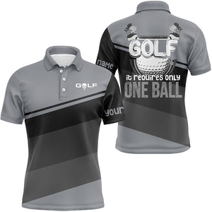 Mens golf polo shirts custom Golf it requires only one ball mens golf shirts, golfing gifts | Gray NQS5842