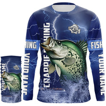 Load image into Gallery viewer, Crappie Fishing blue lightning jerseys custom name performance Long Sleeve tournament fishing shirts NQS5351