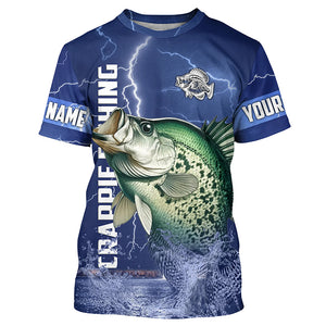 Crappie Fishing blue lightning jerseys custom name performance Long Sleeve tournament fishing shirts NQS5351