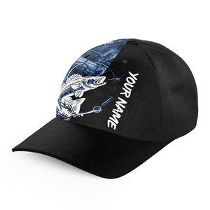 Walleye Fishing Tattoo blue camo Custom fishing hat Fishing Baseball fisherman hat NQS4228