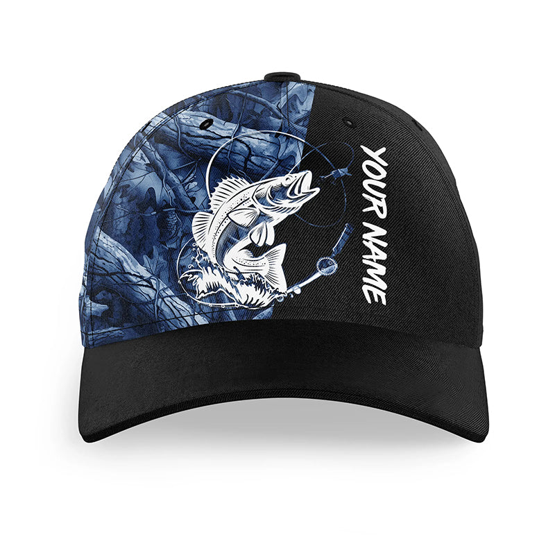 Walleye Fishing Tattoo blue camo Custom fishing hat Fishing Baseball fisherman hat NQS4228