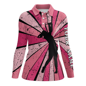 Vintage pink Womens golf polo shirt custom golf tops for women, team golf shirts ladies gift for mom NQS5381